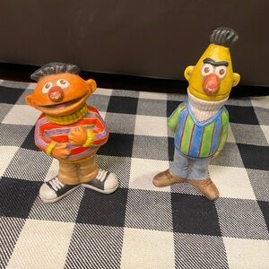 Vintage 1980 Ceramic Bert and Ernie Set from Sesame Street